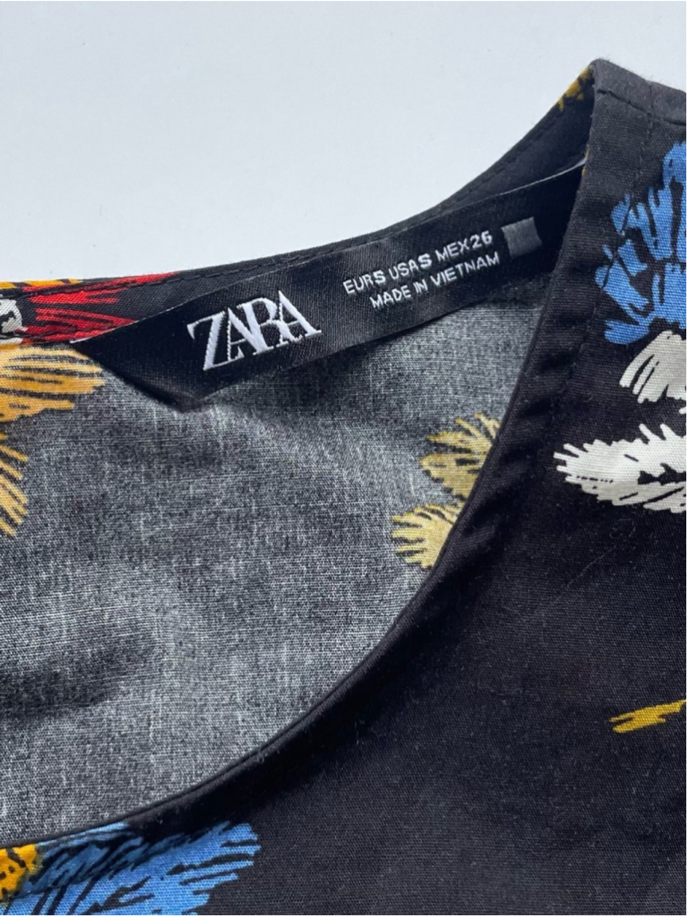 ZARA Floral Ruffle Sleeve Mini Dress | Size S Black Cotton Blend Babydoll Dress - Picture 4 of 10